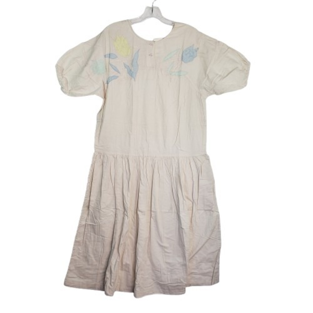 Vintage Lindsey Blake Cotton Dress Womens M Floral Applique Casual‎ Granny Mumu